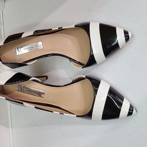 Black and white high heel shoes